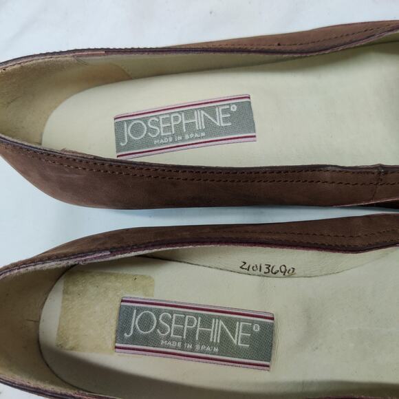 Vtg 90s Josephine Gold Capped Western Nubuck Leather Croc Embossed Flats 8 - Picture 7 of 12